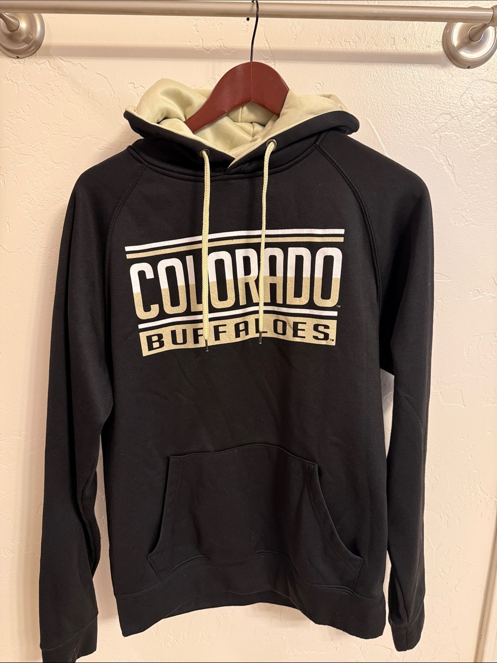Colosseum Black Hoodie with gold Hood Lining and gold Drawstrings